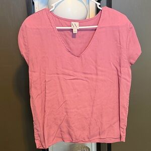 Worthington Pink Short Sleeve V-Neck Top